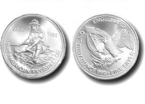 fine silver coins with an eagle and the american prospector