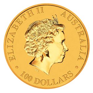 Austrailian Gold coin with head of queen elizabeth