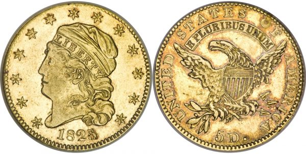 gold coin with liberty head and american eagle on opposite sides