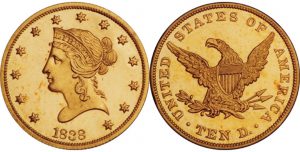 ancient gold liberty head coin with american eagle on the other side