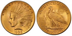 gold rare coins with indian head and american eagle