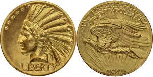 gold rare coins with indian head and american eagle