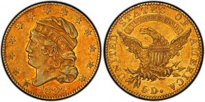 gold coin with liberty head and american eagle on opposite sides