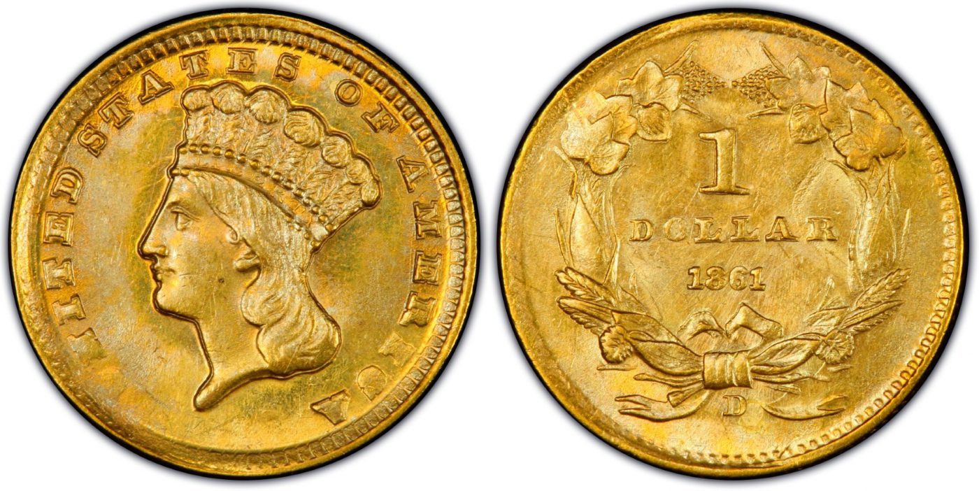 gold one dollar indian princess coin for sale