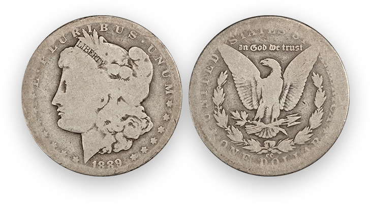 silver morgan dollar with american eagle on the other side