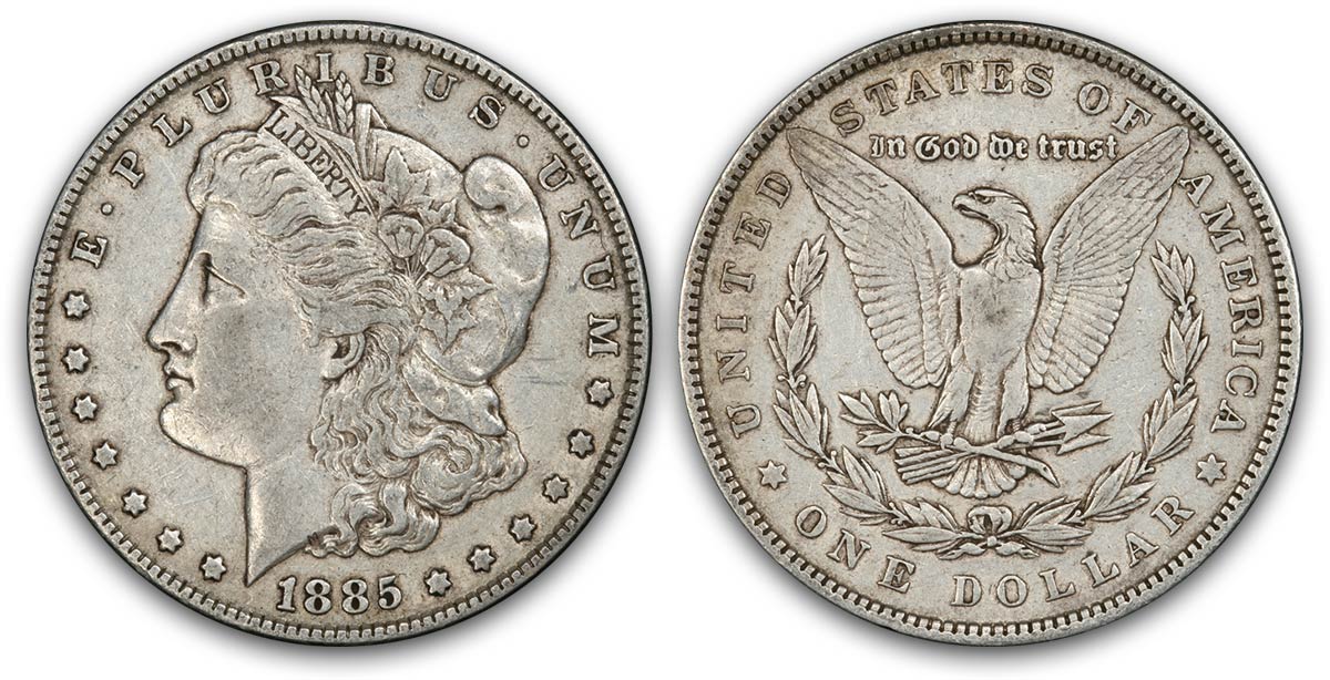 silver morgan dollar with american eagle on the other side