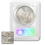 back of the morgan silver dollar with amercian eagle in te packaging