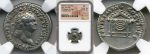 close up to two sides of ancient roman coins in the packaging