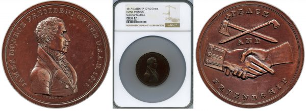 ancient coin for sale with president monroe from rare coins collection