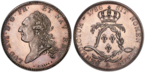 two sides of ancient french coin from rare coins collection for sale