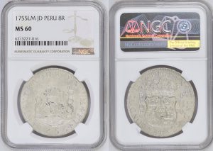 two sides of ancient peruvian coin from rare coins collection for sale