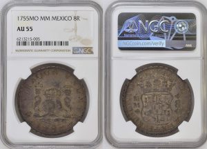 two sides of ancient mexican coin from rare coins collection for sale