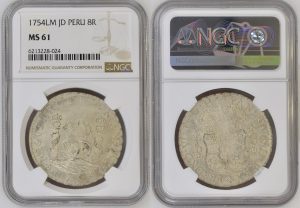 two sides of ancient peruvian coin from rare coins collection for sale