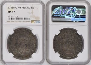 two sides of ancient mexican coin from rare coins collection for sale