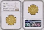 two sides of gold morgan dollar in the packaging for sale