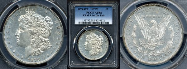 close up to silver morgan dollar from both sides