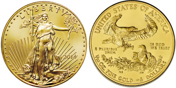 two sides of gold standing liberty coin for sale