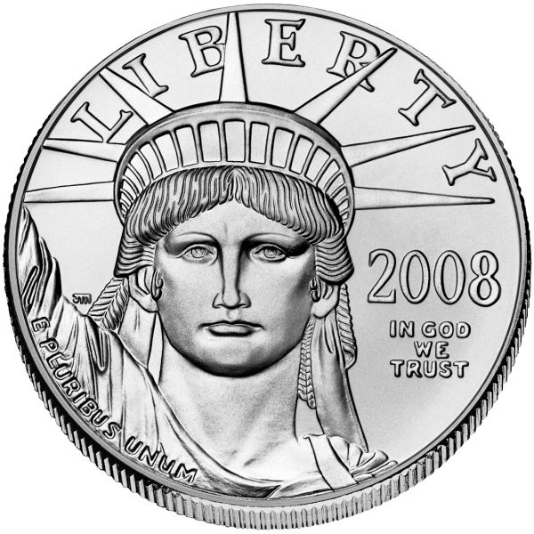sample of platinum liberty head coin from 2008