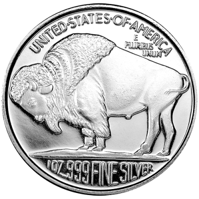 silver coin with buffalo on the front