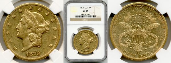two sides of twenty dollar gold liberty head coin in the packaging