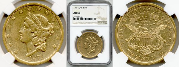 front and back of twenty dollar liberty head coin made of gold