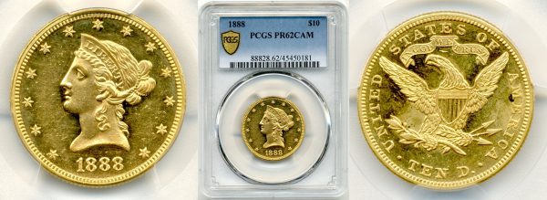packaging with liberty head coin worth ten dollars made of gold