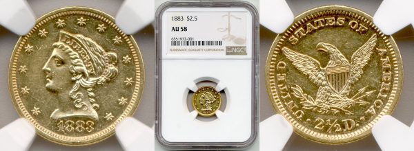 packaging with liberty head coin made of gold worth two and a half dollars