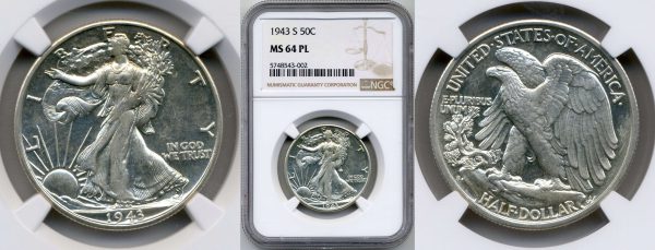 packaging with walking liberty half dollar made of silver