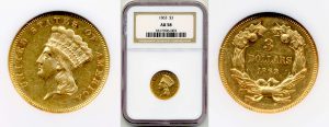 packaging with three dollars indian princess coin made of gold