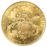 twenty dollars gold liberty head coin from the back
