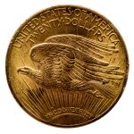back of liberty standing coin made of gold worth twenty dollars
