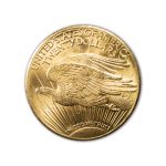 twenty dollars liberty standing gold coin from the back