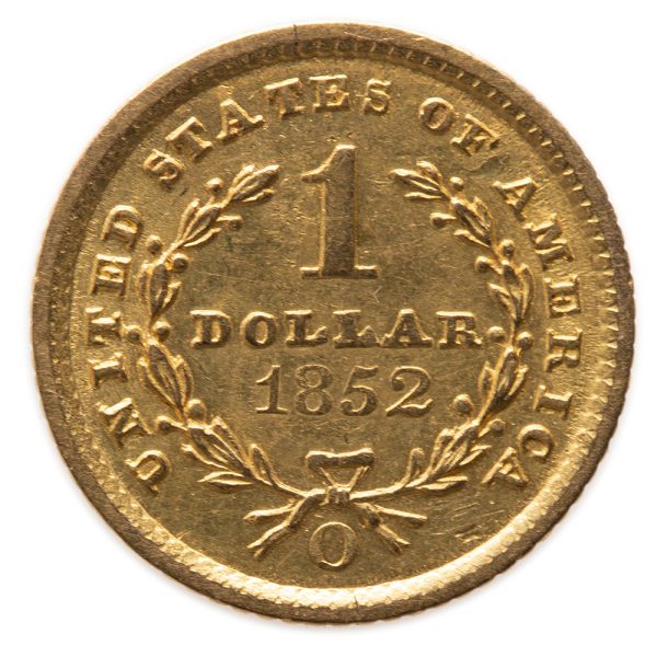 back of one dollar liberty head coin made of gold