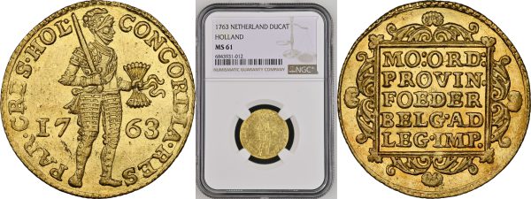 front and back of dutch gold coin for sale