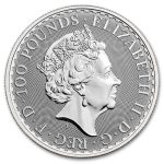 hundred pounds silver coin with elizabeth the second