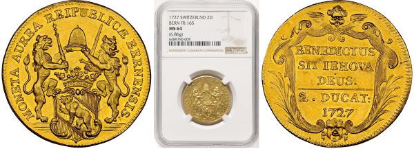 ancient swiss coin from two sides made of gold
