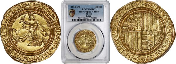 front and back of rare italian gold coin for online sale