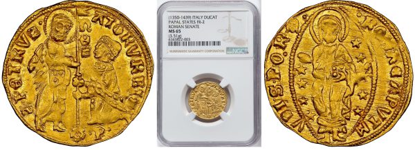 two sides of ancient italian gold coin from online coin shop