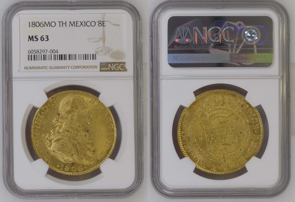 packaging with ancient coin from mexico made of gold
