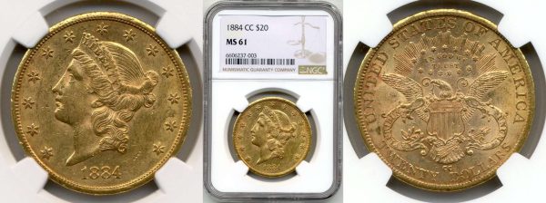 packaging with gold liberty head coin worth twenty dollars