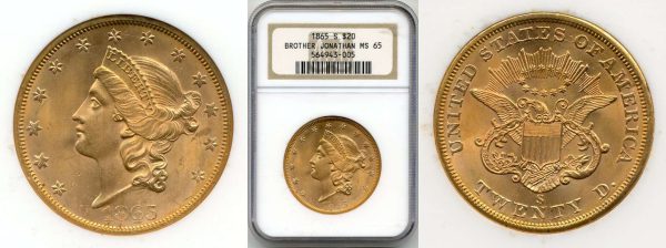 front and back of gold twenty dollar liberty head coin