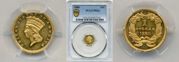 close up to one dollar gold indian princess head coin
