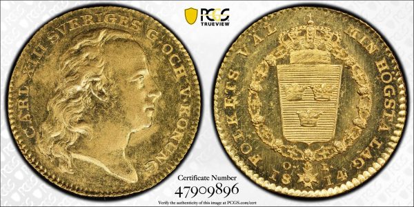 close up to two sides of ancient gold coin from online coin shop