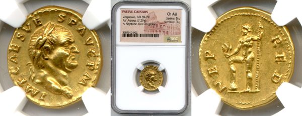 two sides of roman gold coin from roman coins collection